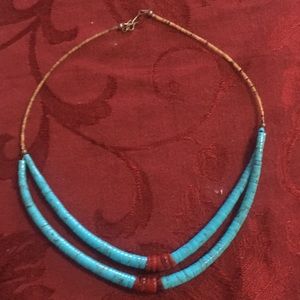 Authentic turquoise necklace with beaded chain